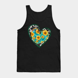 Sunflower Retro Heart Hippie Vintage Design Tank Top